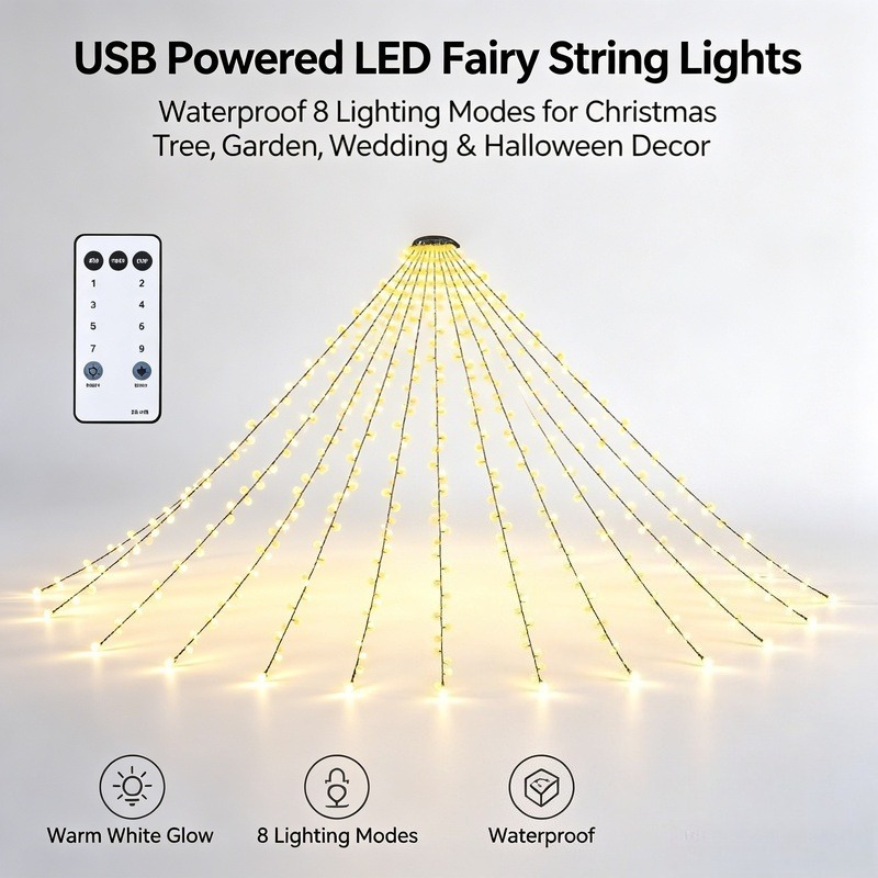 Garden Lighting Decor - Lampki LED USB, wodoodporne lampki choinkowe