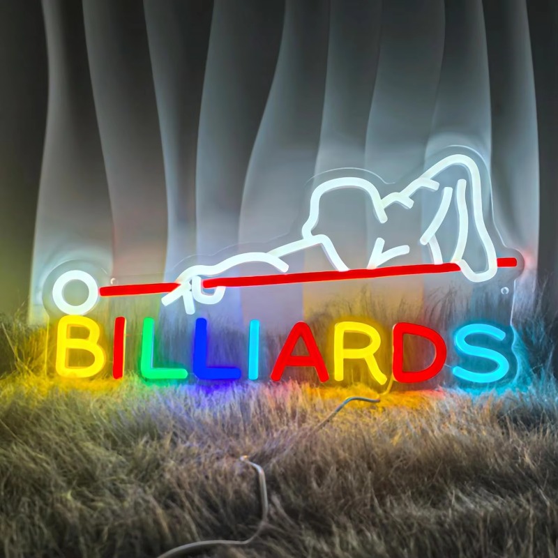 Neon Sign Custom Led - Neonowa tabliczka z motywem bilardowym, oświetlenie