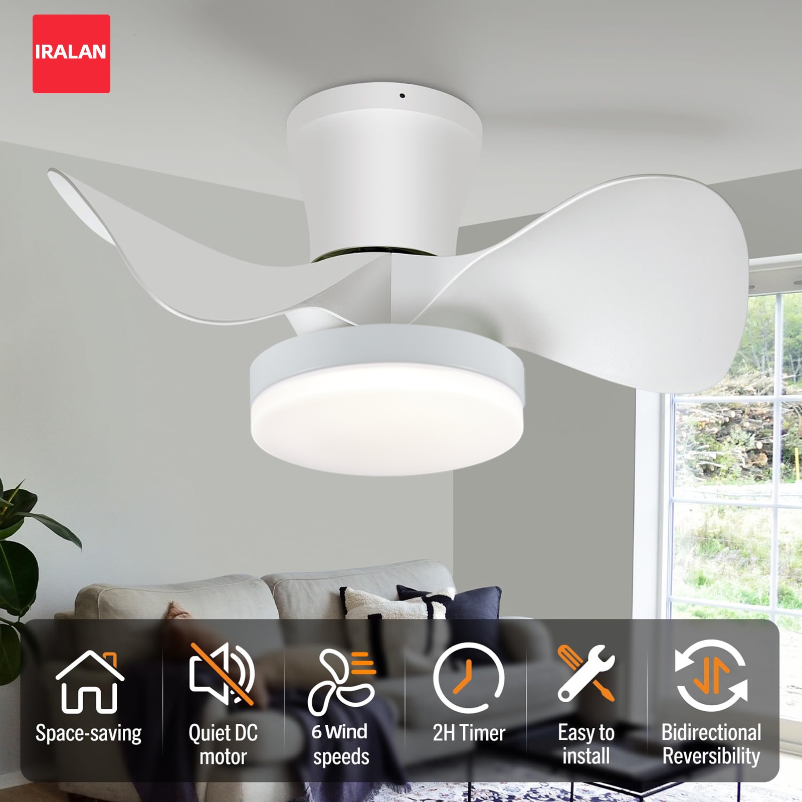 Decor Lighting Ceiling Fans - 22-calowy nowoczesny wentylator sufitowy z oświetleniem,