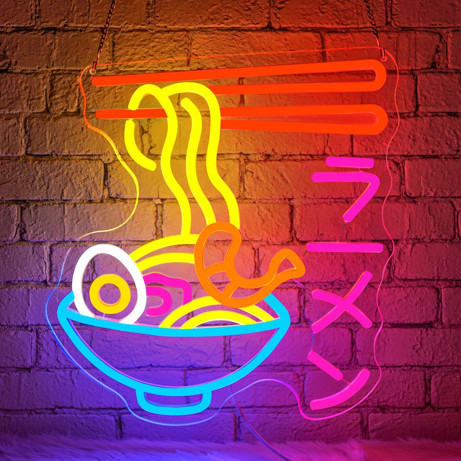 Kitchen Decor Lighting - Neonowy szyld Ramen, japońska miska na