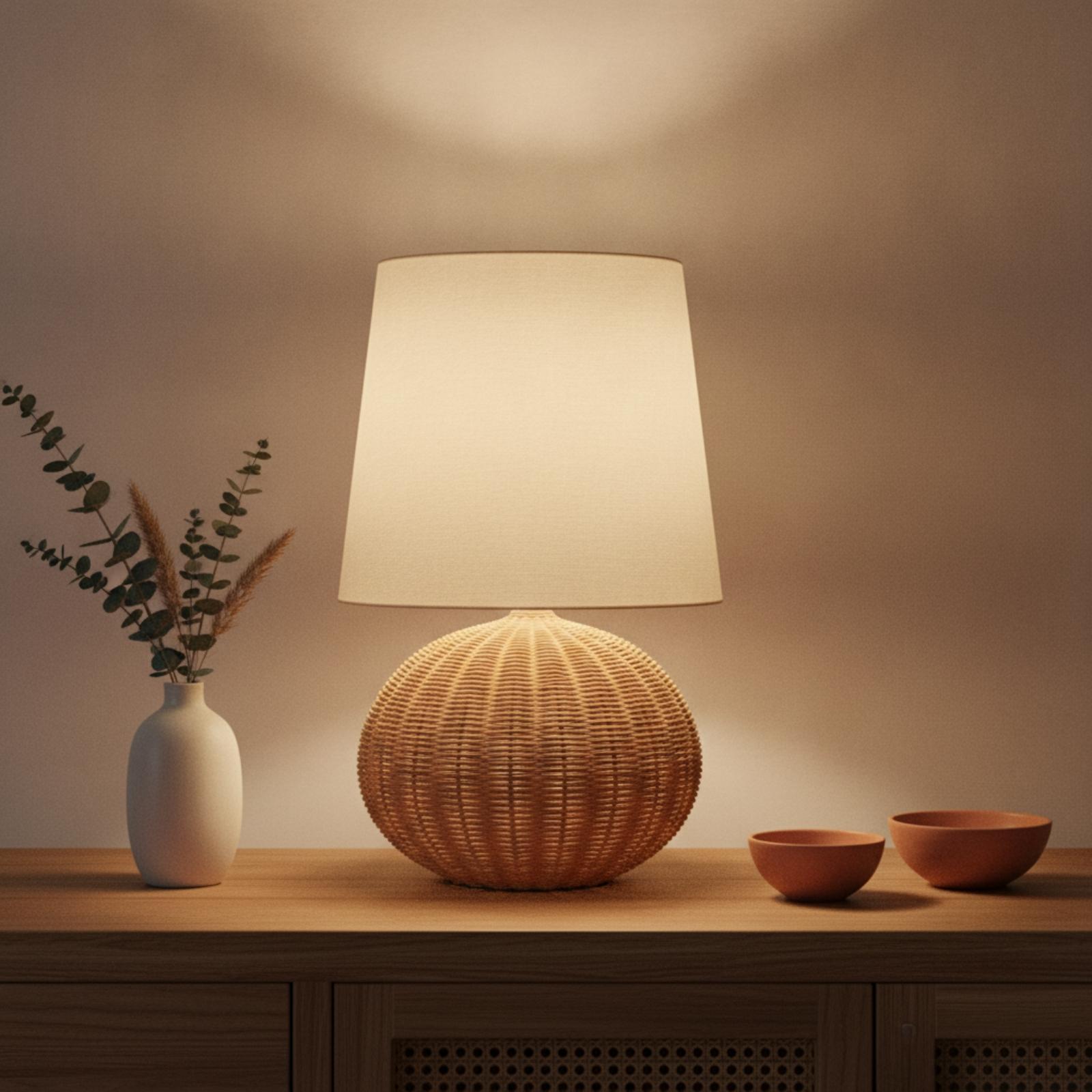 Lampka nocna z rattanową podst – Room Lighting Bedroom Decor recenzja i cena