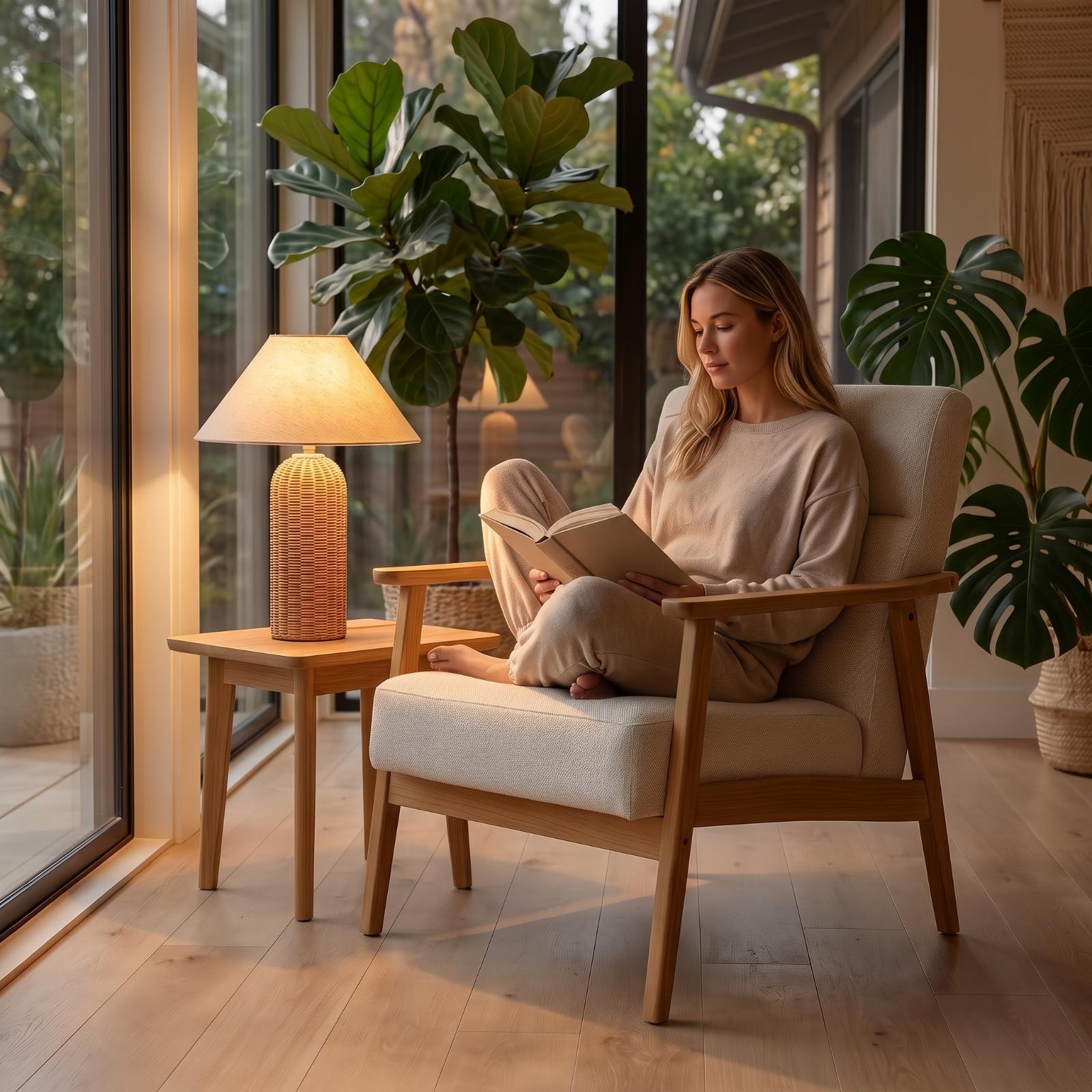 Lampka nocna z rattanową podst – Room Lighting Bedroom Decor recenzja i cena