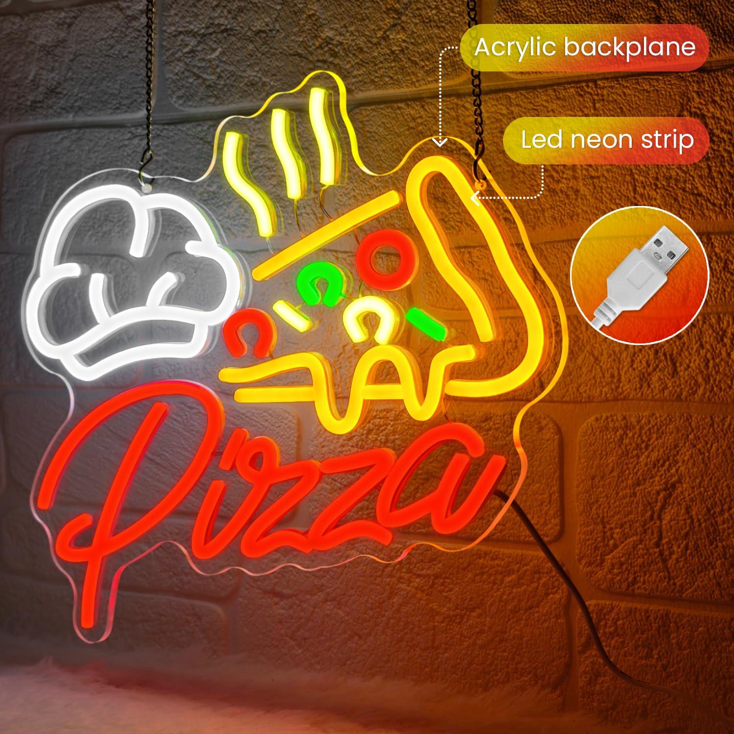 Neonowy szyld pizza, kolorowe  – Kitchen Decor Lighting recenzja i cena